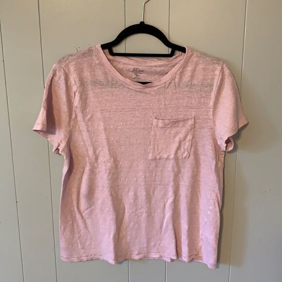J. Crew Lilac Linen Pocket Tee Size L - Picture 1 of 3